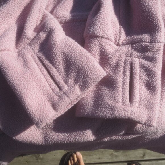 Ladies Pastel Pink Bench Fleece Pullover Hoodie - Size Small. - Picture 3 of 12
